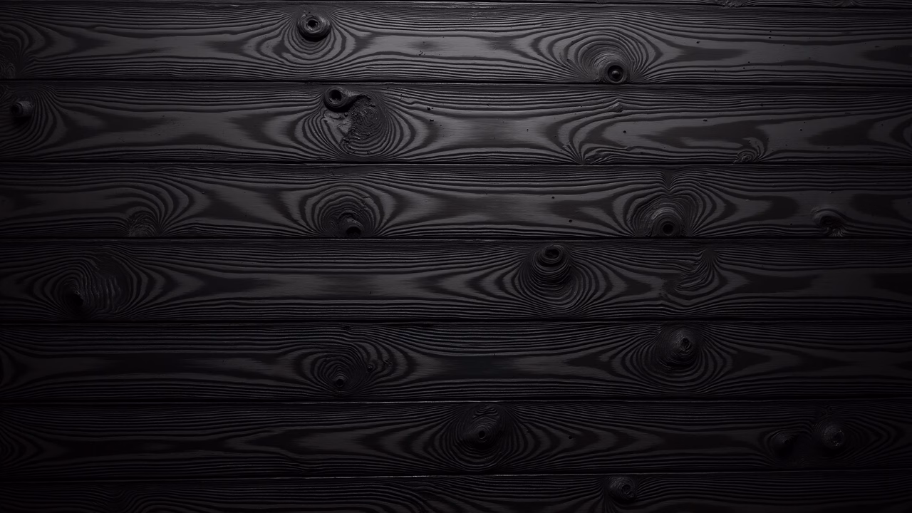 Monochrome wooden texture with intricate grain patterns and knots.