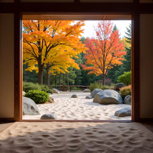 Japanese Zen Garden Through a Window