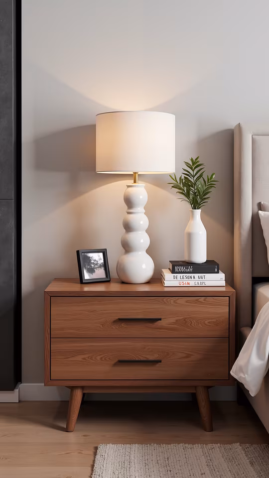 Modern Nightstand with Lamp