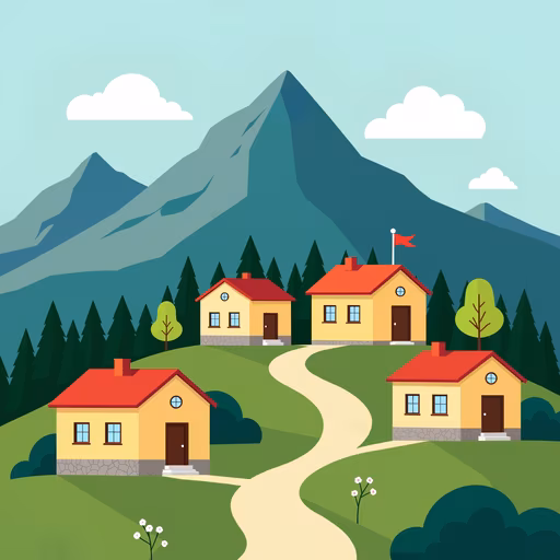 Mountain Village Illustration
