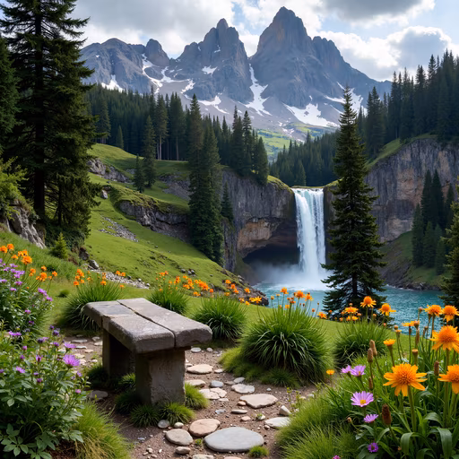 Mountain Waterfall Serenity