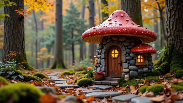 Mushroom Cottage Illustration