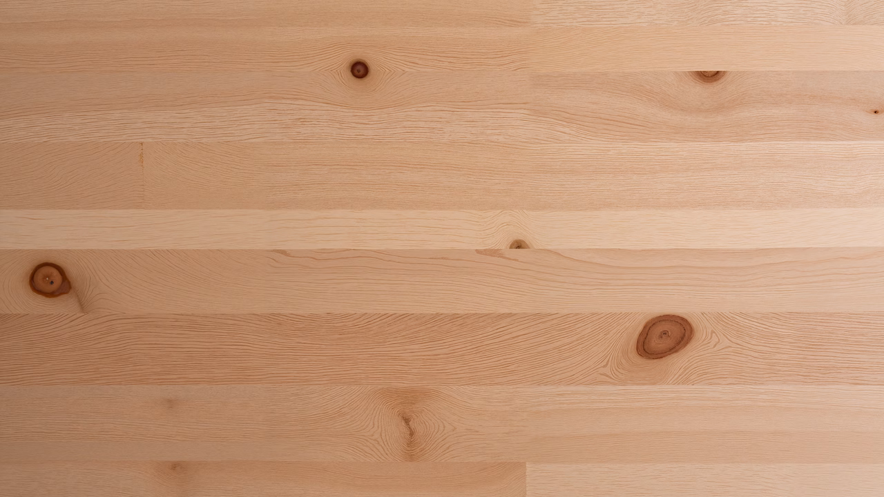 Close-up of light wooden planks with natural grain and knots.
