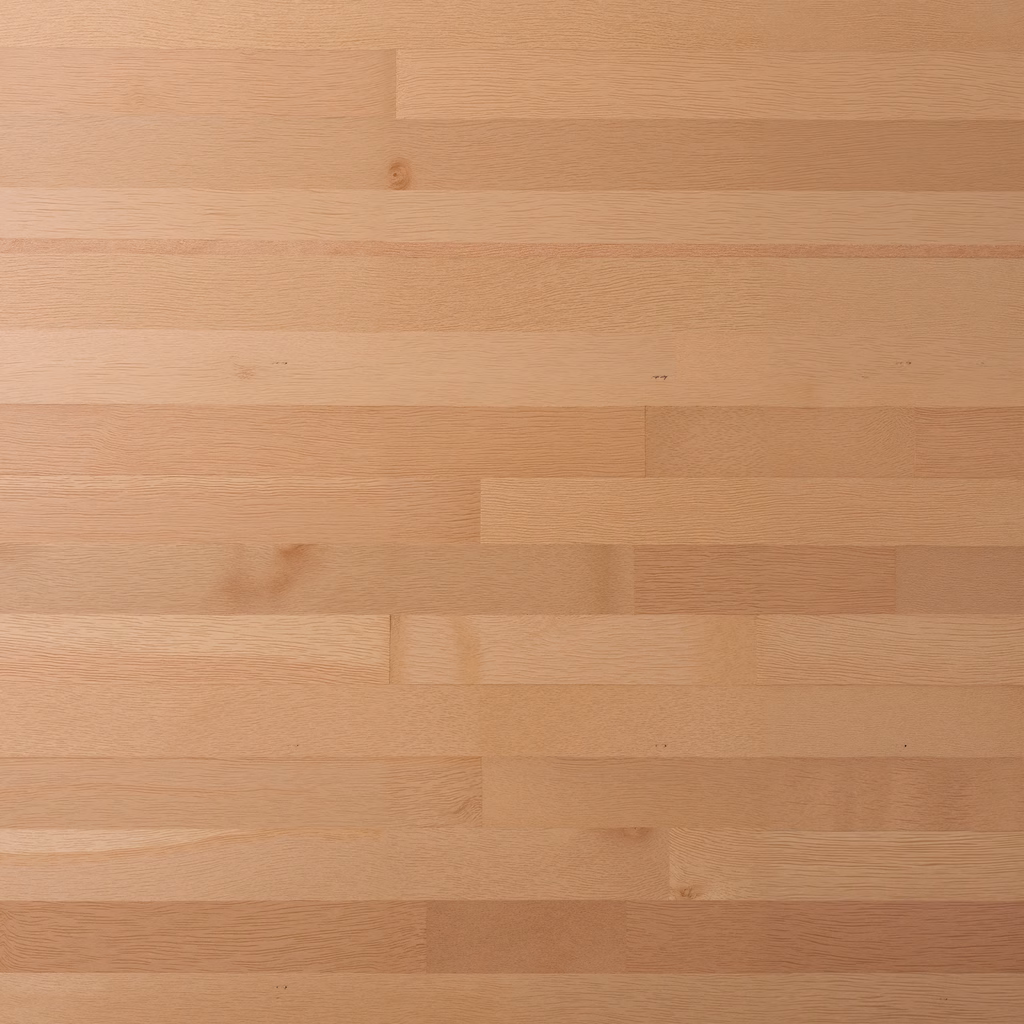 Close-up of a natural wooden floor with light beige tones and subtle wood grain patterns.