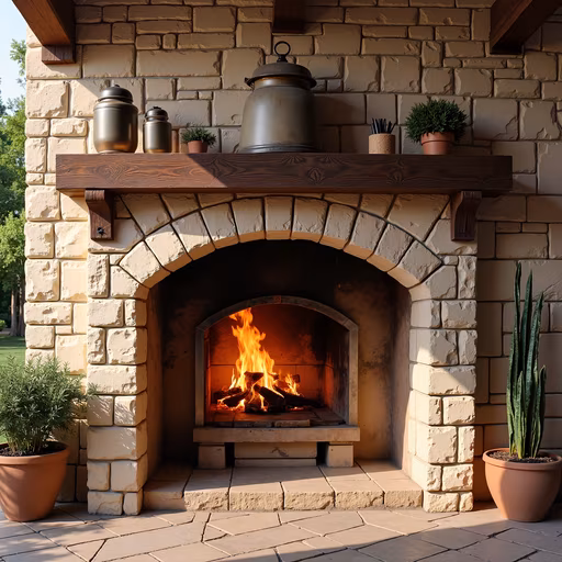 Outdoor Stone Fireplace