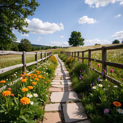 Pathway Through a Flower Garden