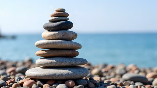Stacked Stones on the Beach
