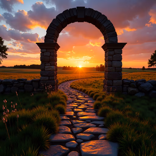 Stone Archway at Sunset