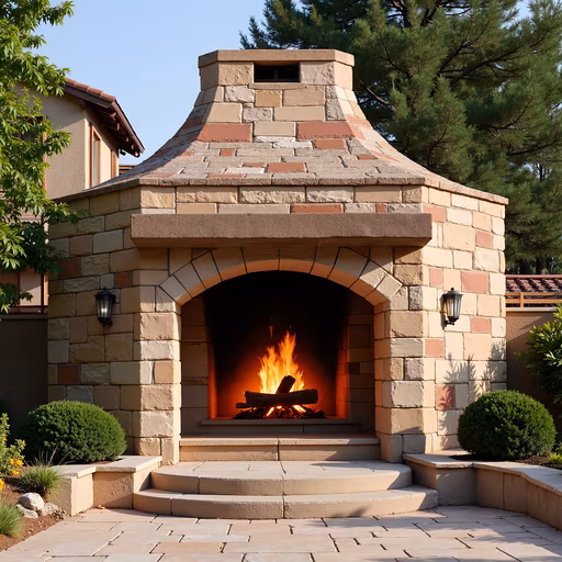 Stone Outdoor Fireplace