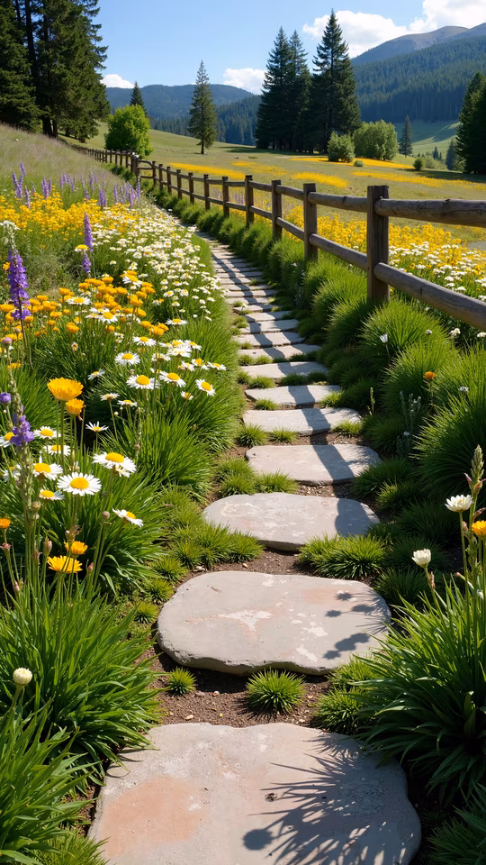 Stone Pathway through a Meadow
