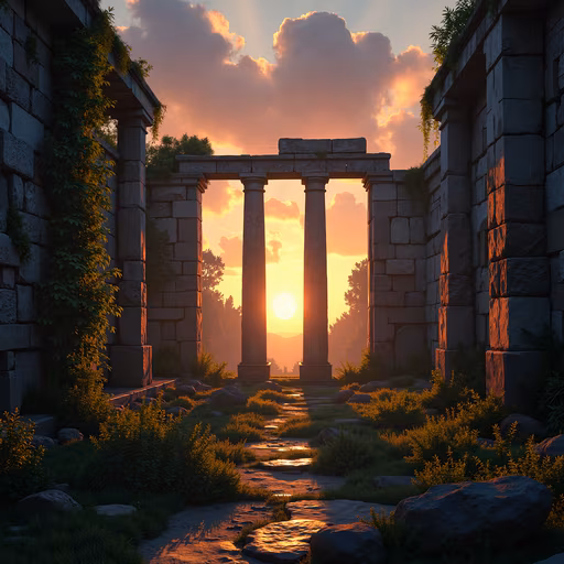 Temple Ruins at Sunset
