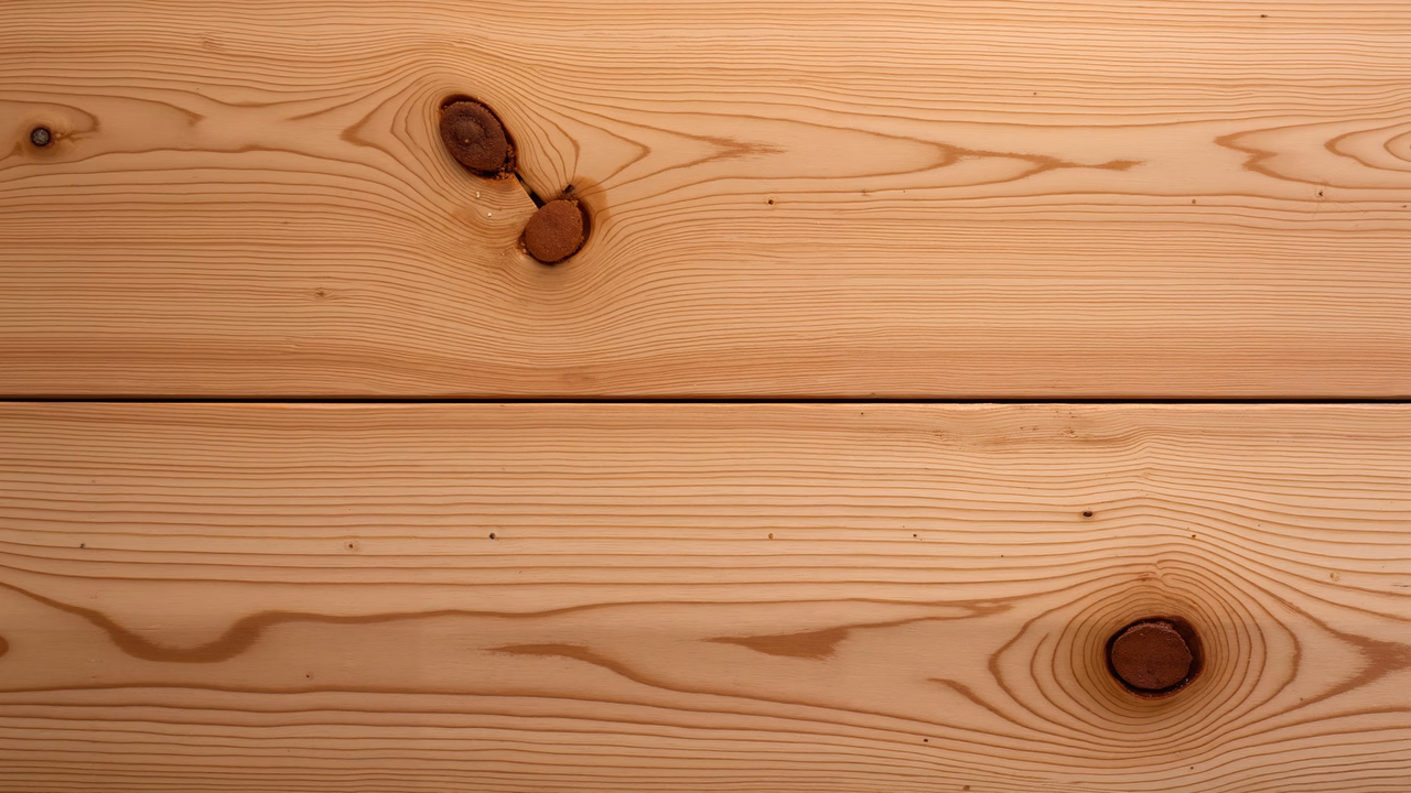 Close-up of wooden planks with natural grain patterns and knots.