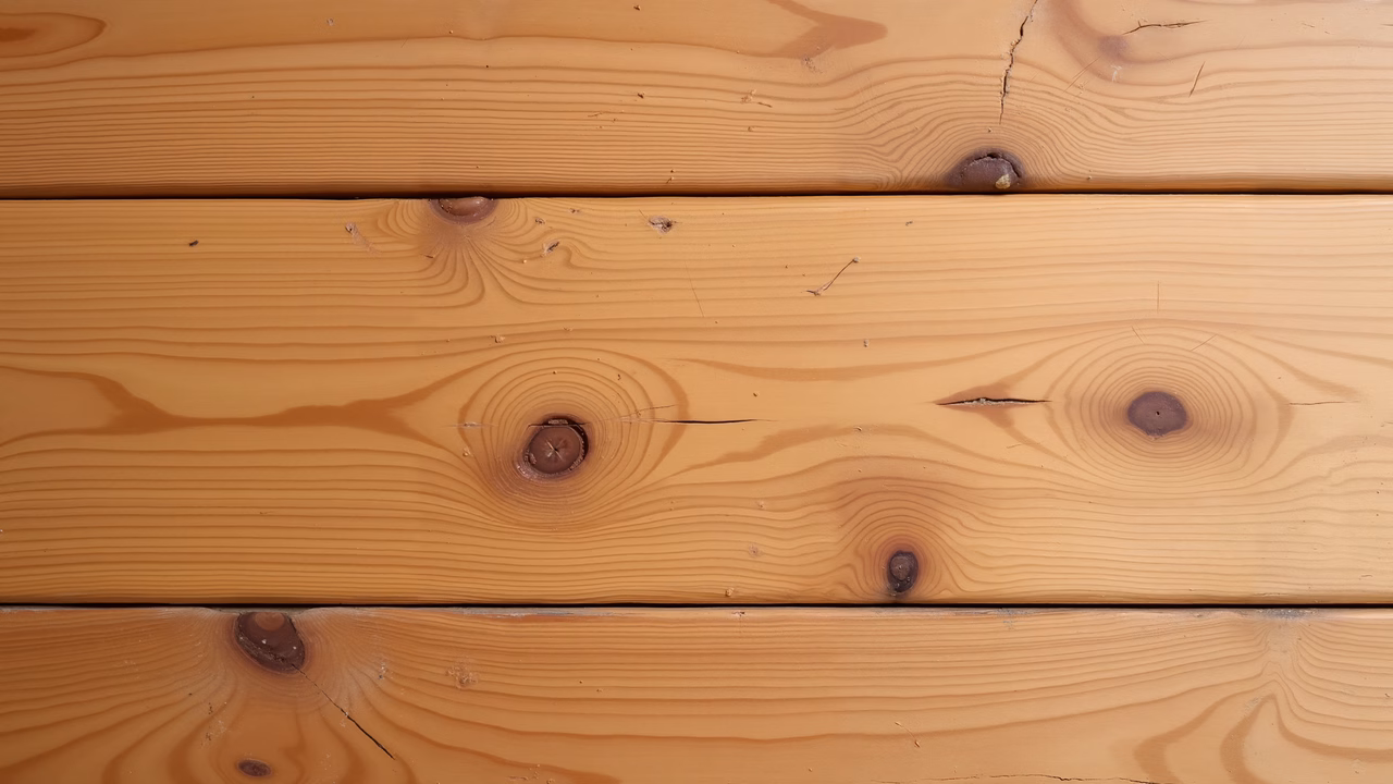 Close-up of wooden planks with natural textures and warm tones.