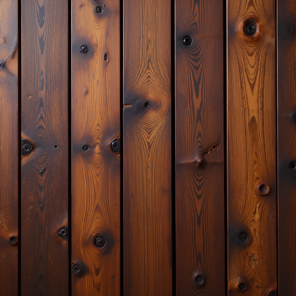 Close-up of wooden planks with intricate grain patterns and warm tones.