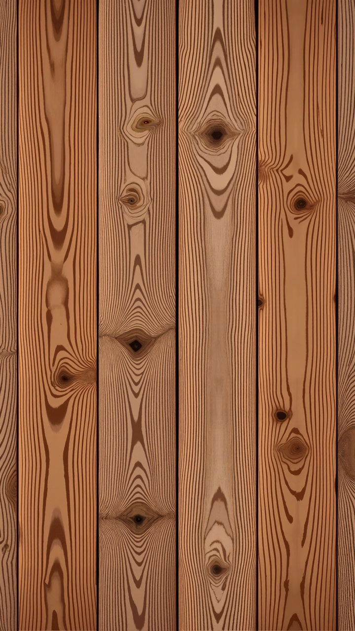 Vertical wooden planks with intricate grain patterns and warm tones.