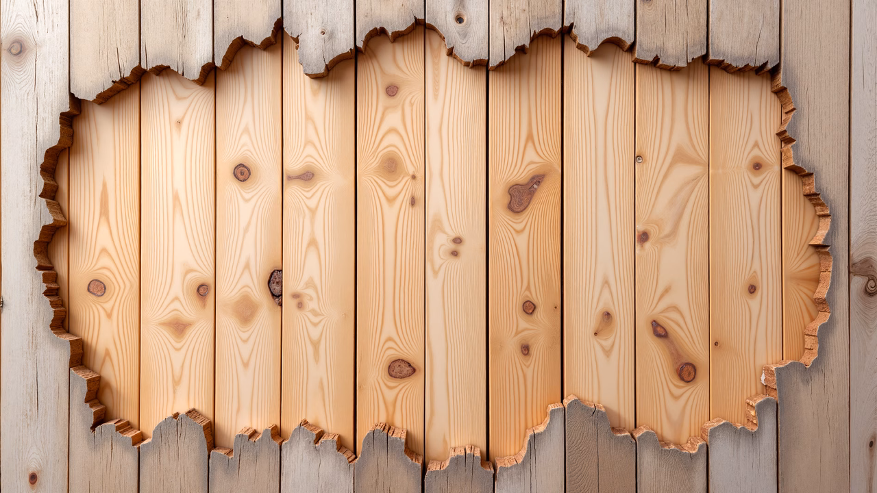 Illustration of rustic wooden planks with natural textures and uneven edges.