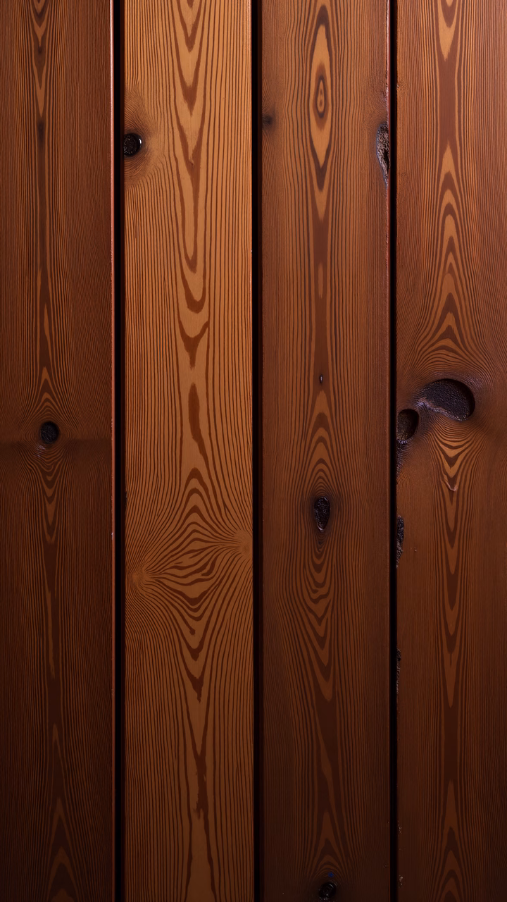 Close-up of wooden planks with natural grain patterns and knots, evoking rustic charm.