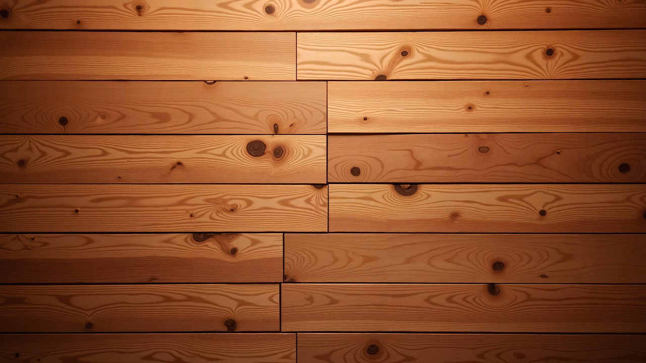 Close-up of wooden planks with warm tones and natural grain patterns.