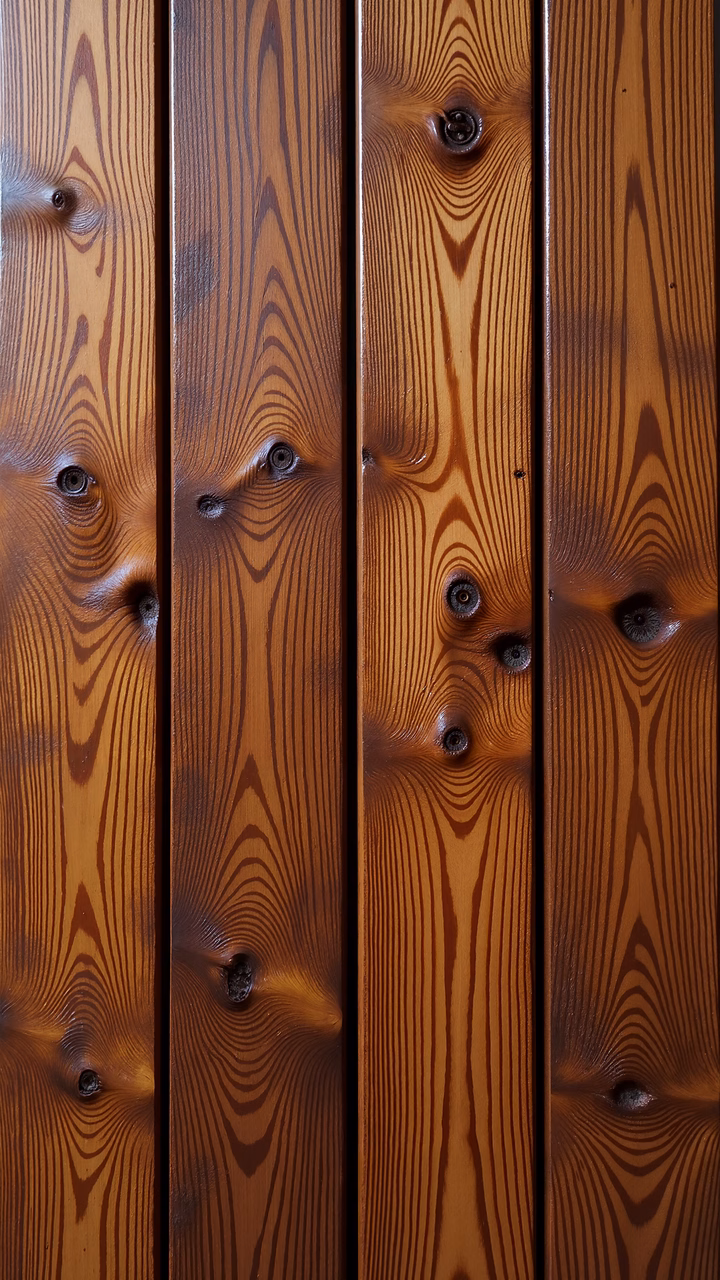 Close-up of wooden planks showcasing intricate grain patterns and warm tones.