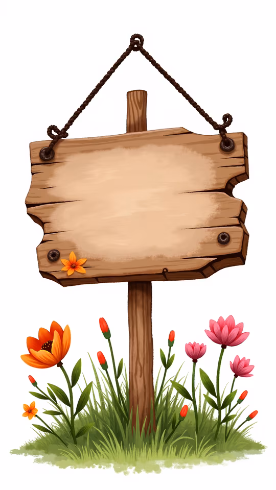 Wooden Sign with Flowers