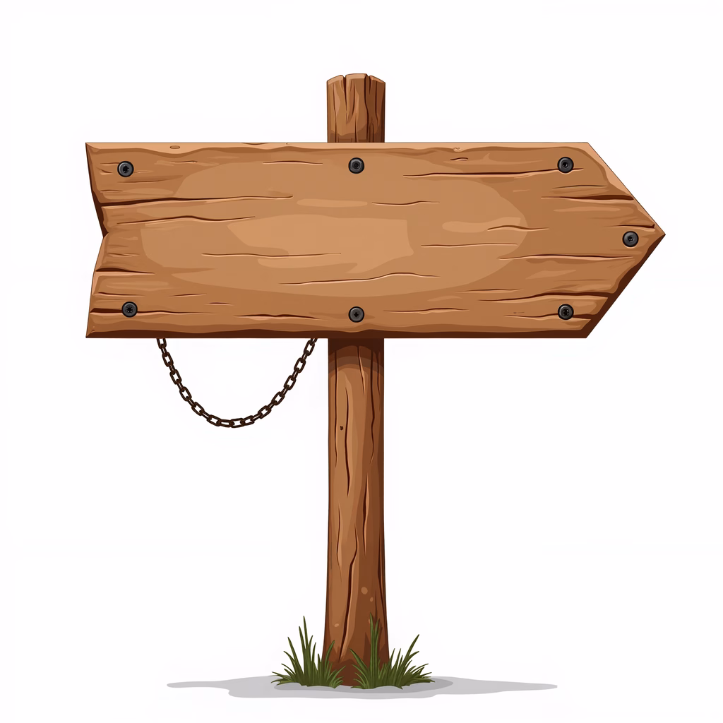 Blank wooden signpost with rustic texture and earthy tones.