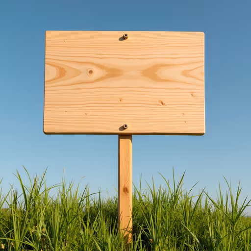 Blank Wooden Sign in Green Field