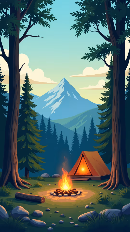 Campfire Adventure Illustration