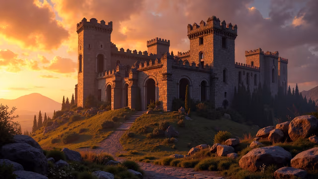 Castle Sunset Illustration