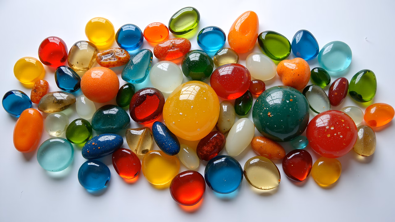 Vibrant marbles in various colors and glossy surfaces.