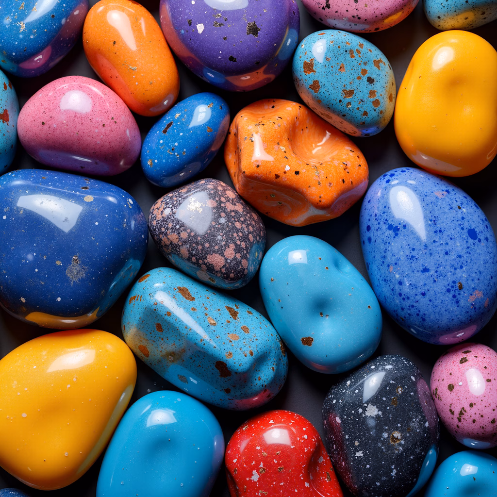 Vibrant speckled rocks reflecting light, nature photography