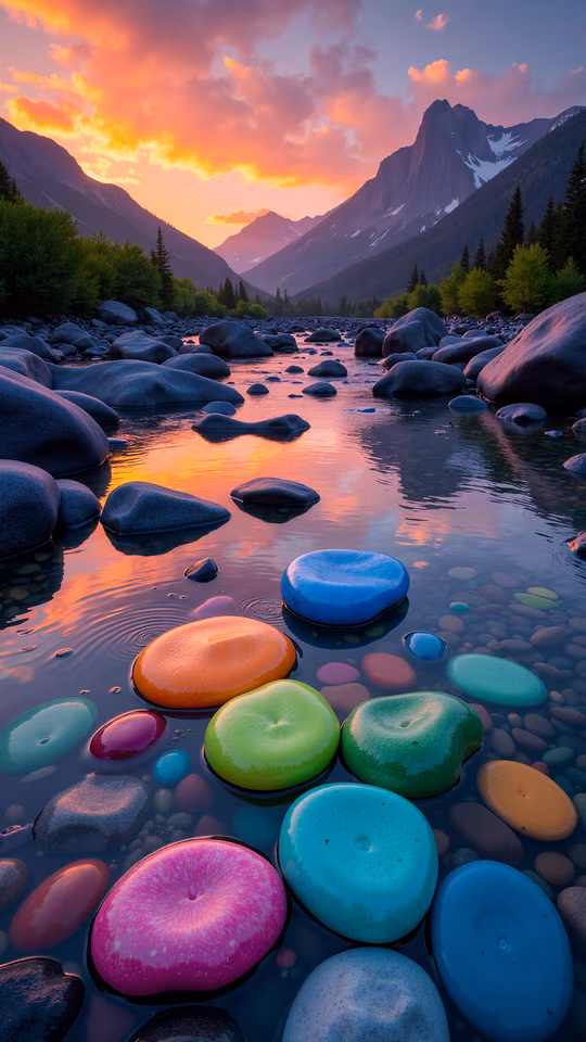 Colorful Stones at Sunset