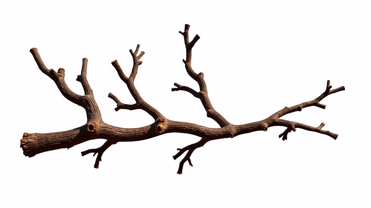 Detailed illustration of a dry branch with intricate textures and natural tones.