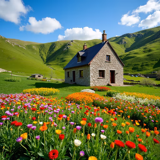 Idyllic Cottage Among Flowers