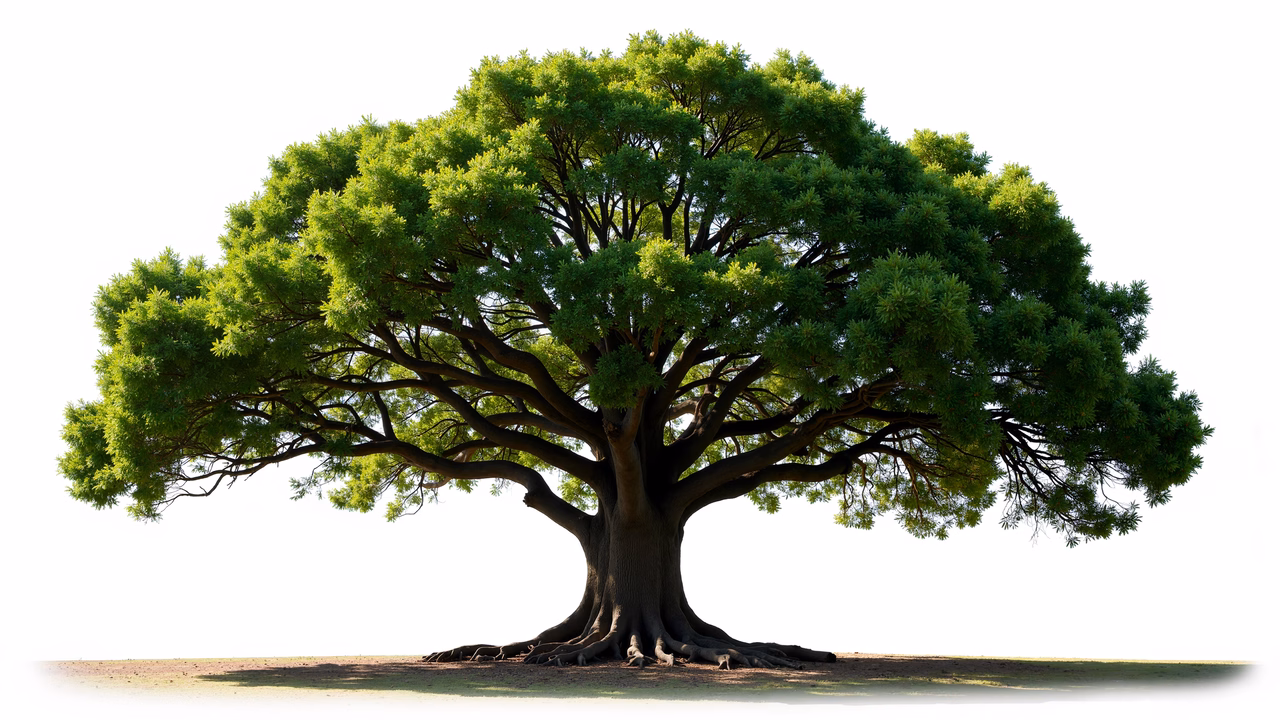 A solitary tree stands under the sun, symbolizing strength and nature’s grandeur.