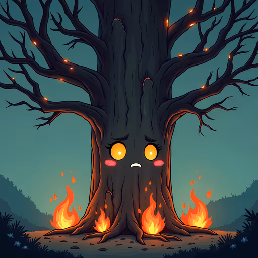 Scared Tree Illustration