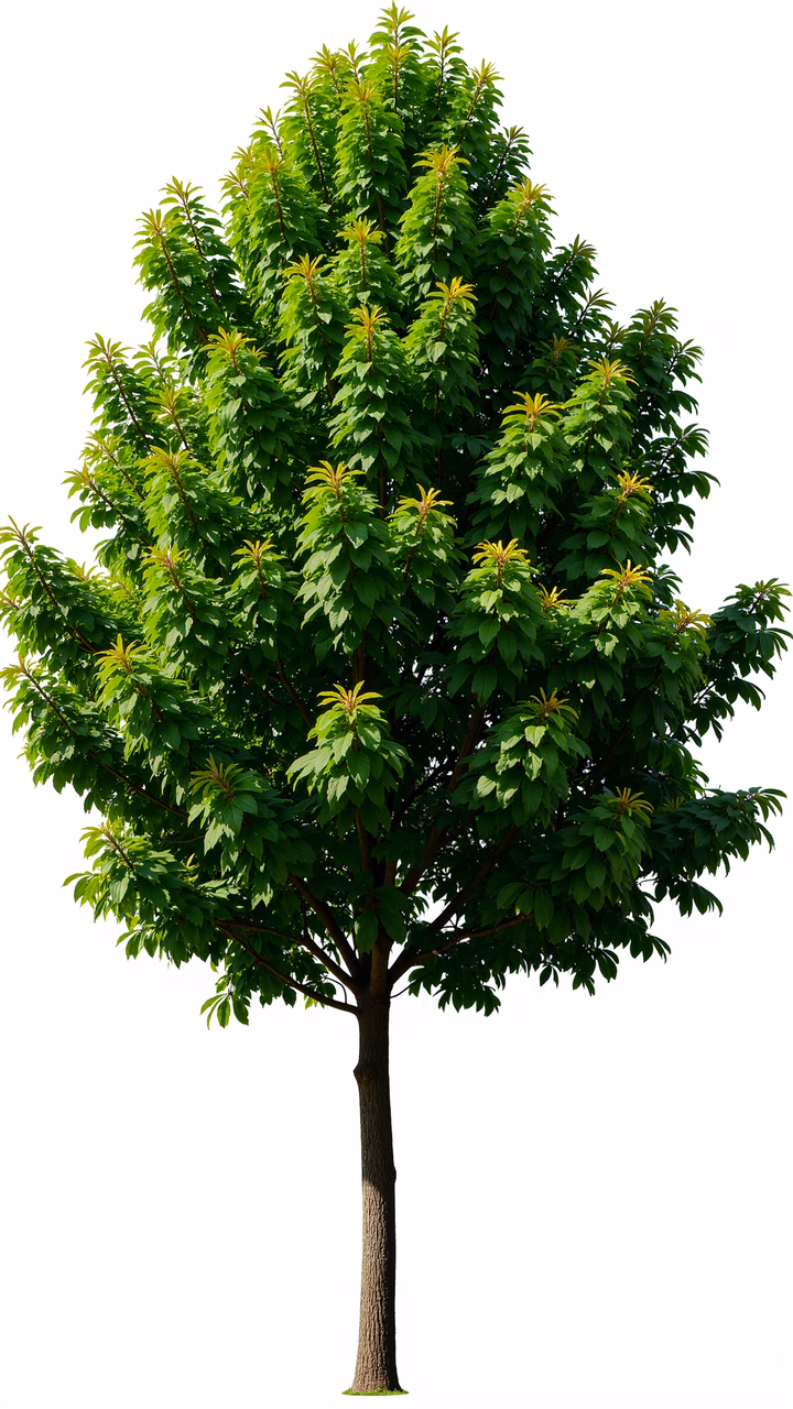 A detailed illustration of a lush green tree with vibrant leaves and a sturdy trunk, symbolizing nature's tranquility.