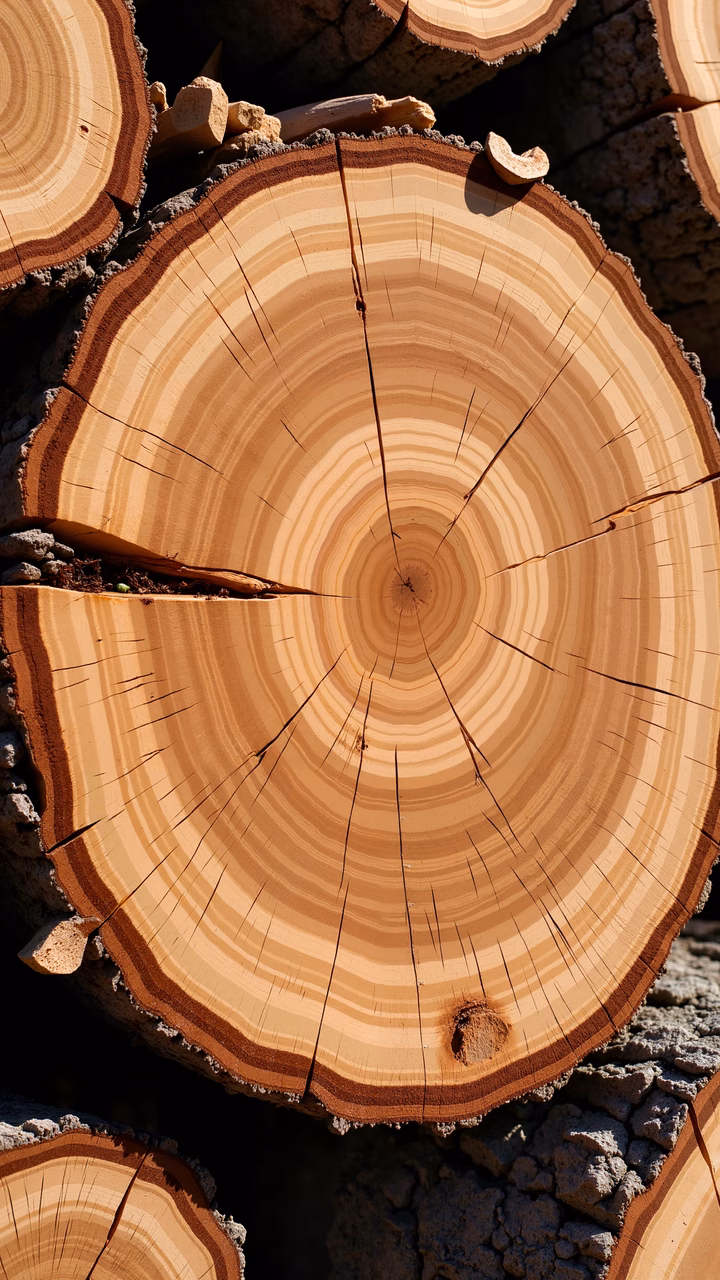 Close-up of tree rings, showcasing nature's time capsule.