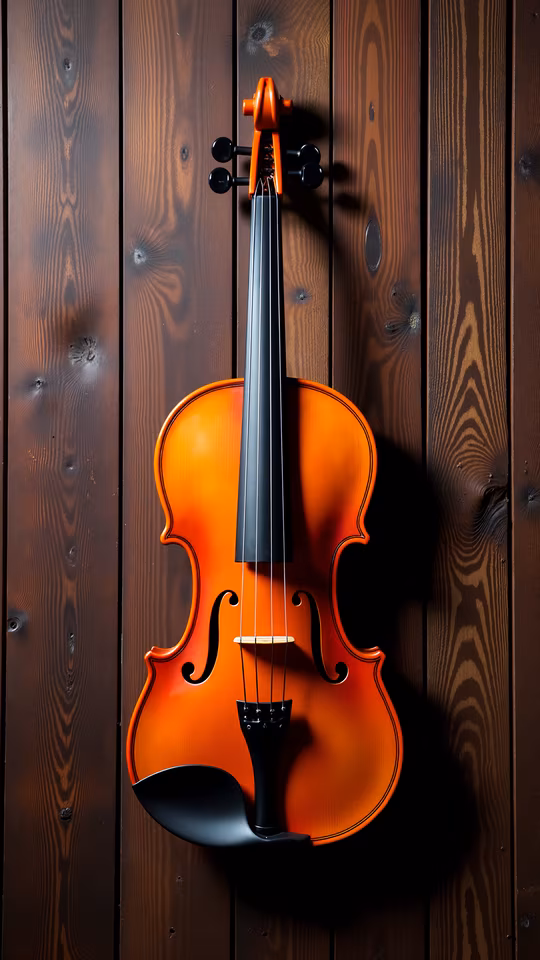 Violin Against Wooden Wall
