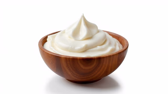 Whipped Cream in Wooden Bowl