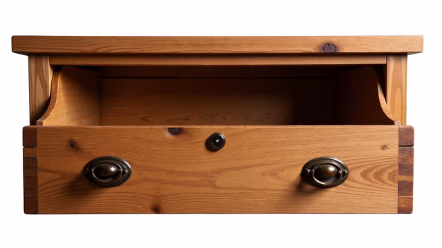 Wooden Chest with Open Drawer