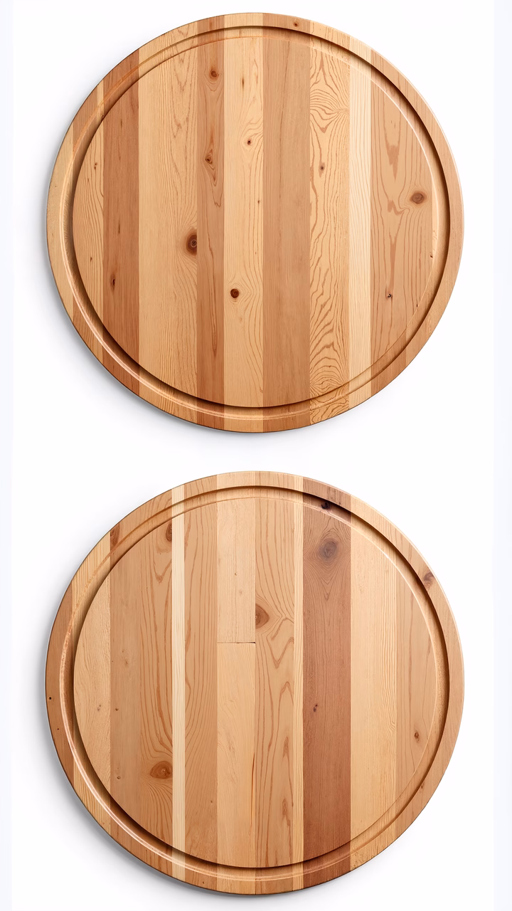 Illustrated wooden cutting boards with natural grain patterns, ideal for kitchen use.