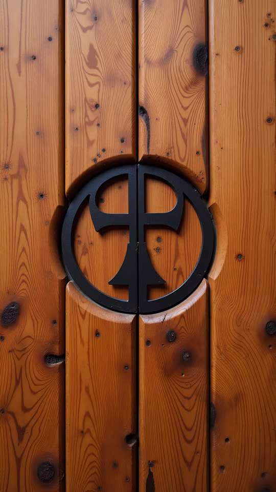 Wooden Door with Symbol