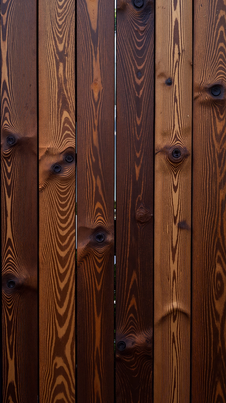 Close-up of a wooden fence with detailed grain patterns and warm tones.