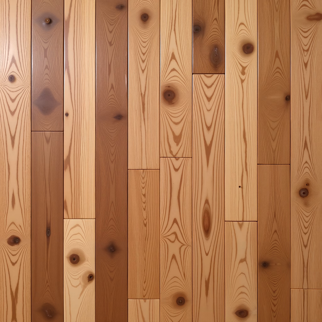 Close-up of wooden planks with natural grain patterns and warm tones.