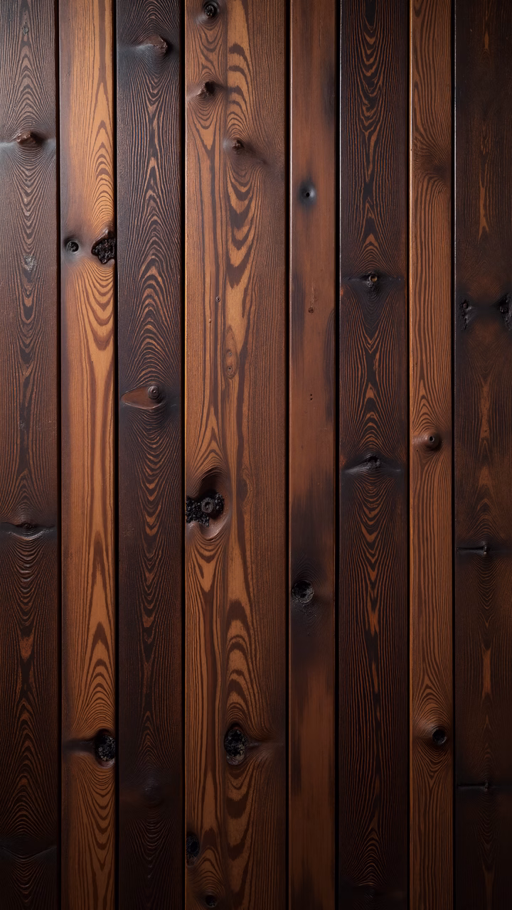 Close-up of wooden planks with intricate grain patterns and warm tones.