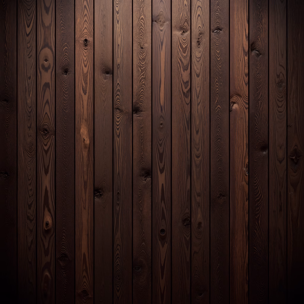 Close-up of vertical wooden planks with intricate grain patterns and warm brown tones.