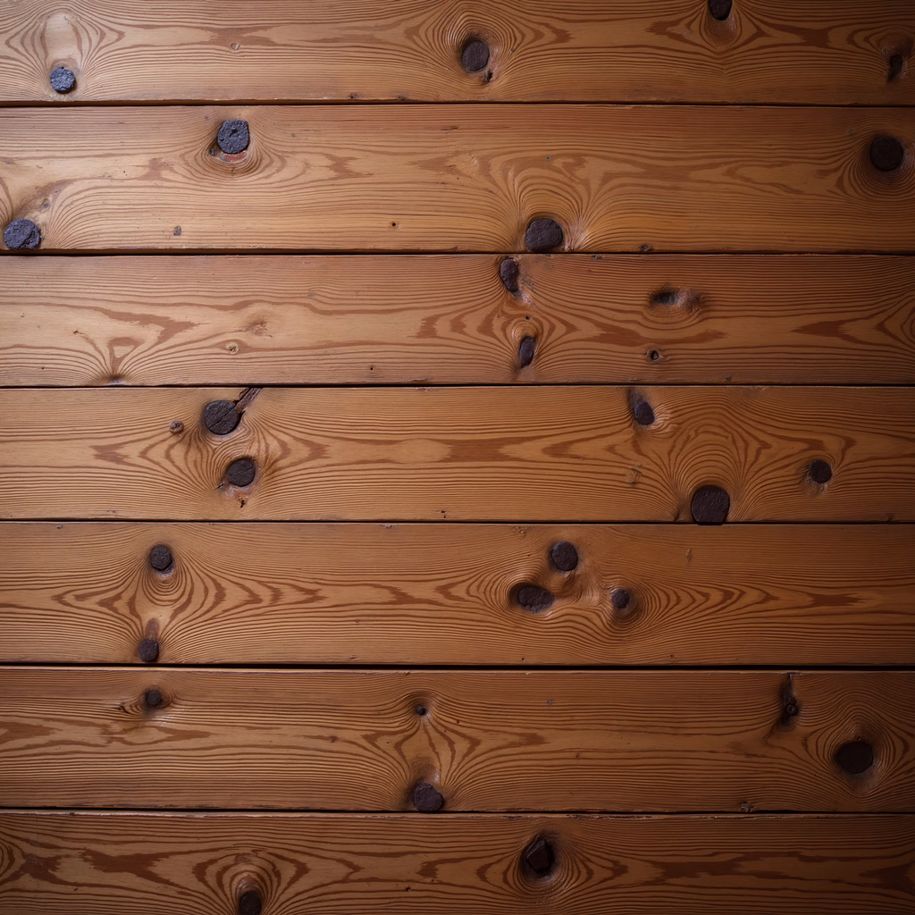 Close-up of rustic wooden planks with natural grain patterns and knots.