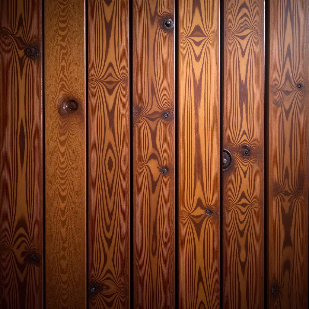 Close-up of wooden planks with intricate grain patterns and warm tones.