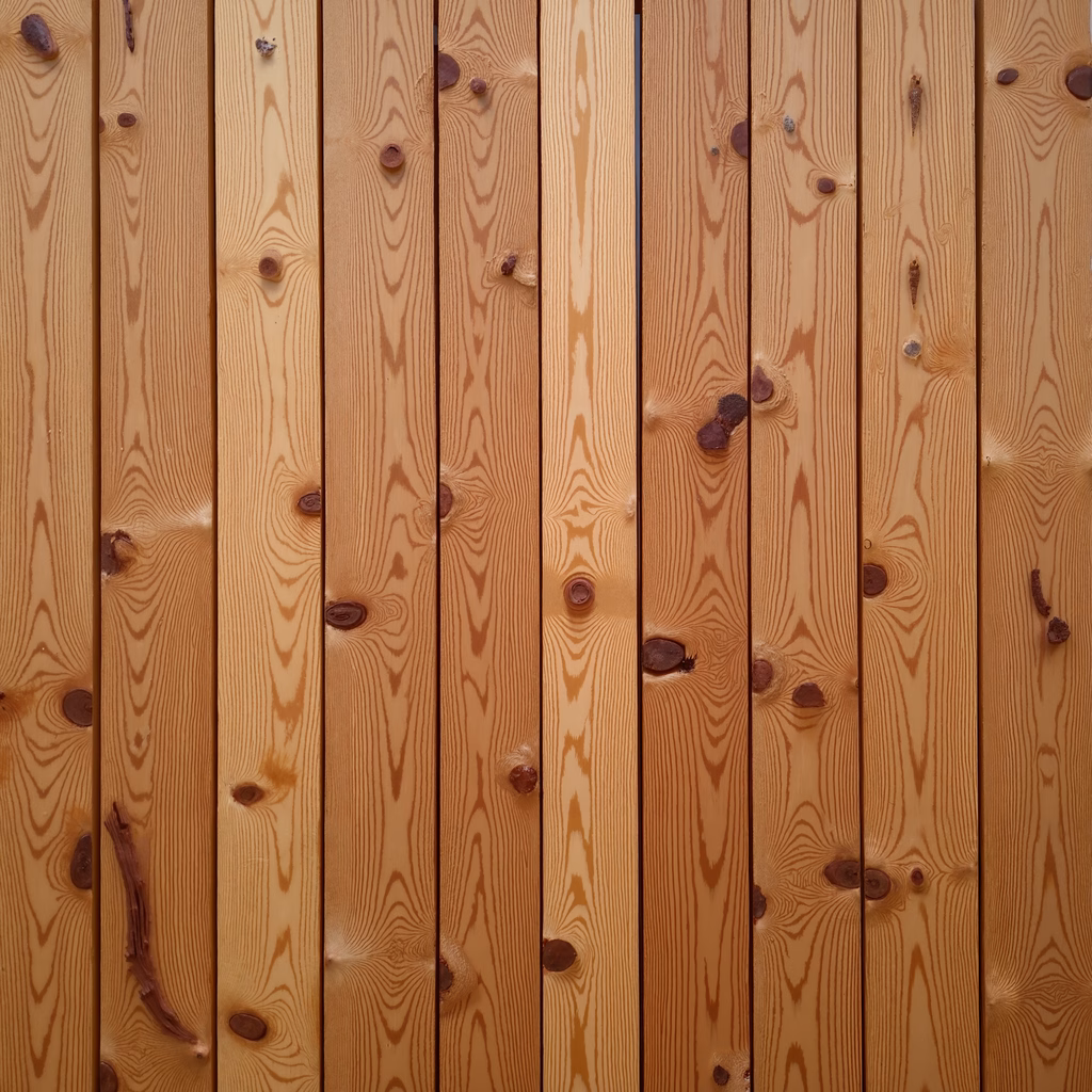 Close-up of wooden planks with natural grain and knots, evoking warmth and nostalgia.