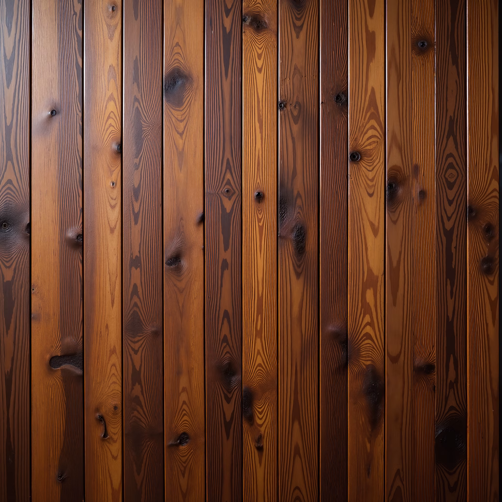 Close-up of wooden planks with intricate grain patterns and warm tones.